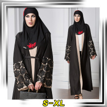 Qualidade Premium poliéster moda muçulmano desgaste vestido mulheres abaya moderno preto